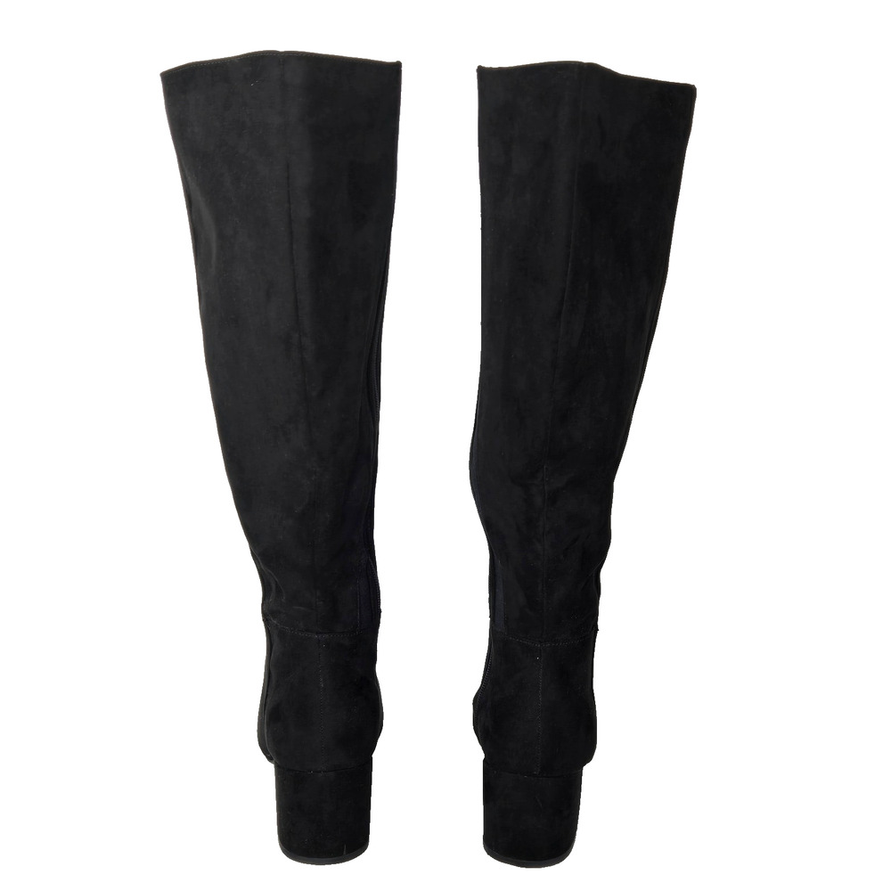 Torrid Knee High Boots Black Faux Suede Size 8.5 WW Wide Calf Block Heel - Picture 6 of 12